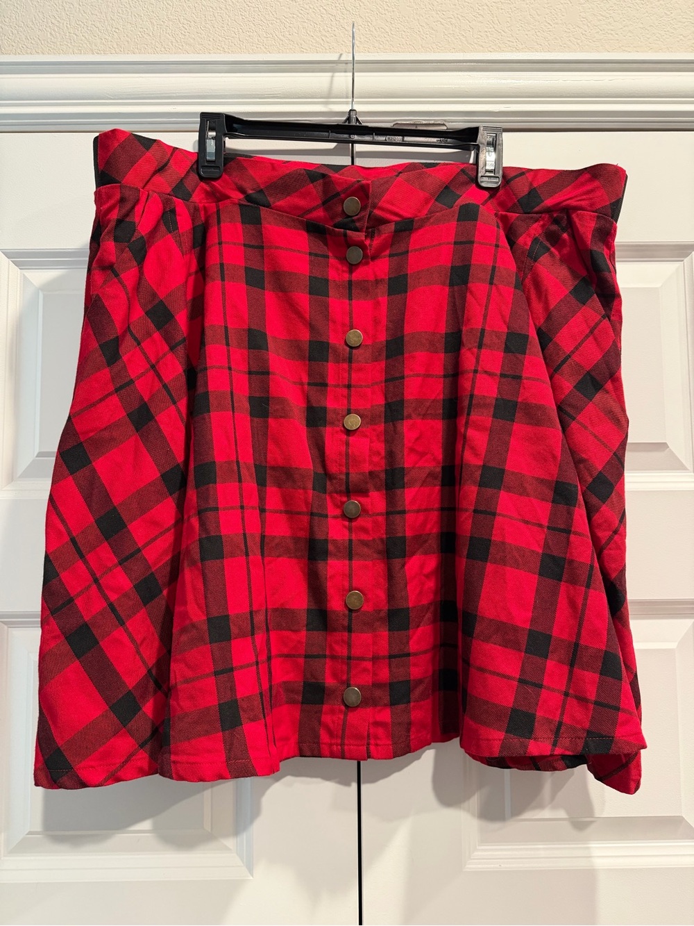 Torrid Red Plaid Button-Front Circle Skirt